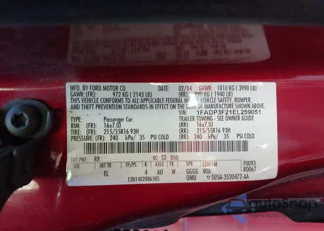 2014 Ford Focus Se from USA, damaged, VIN 1FADP3F21EL259051